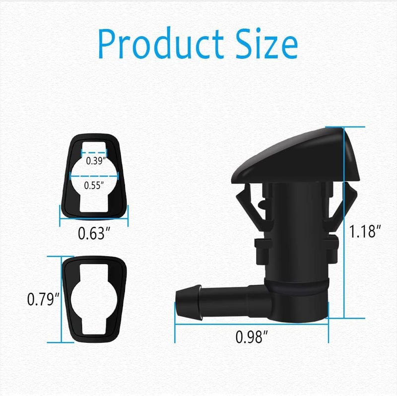 DWARFOO 2 PCS Front Windshield Washer Nozzles, Front Windshield Washer Nozzle Wiper Spray Kit Suitable for Jeep, Chevy, Replaces: #55157323AA, 55157352AA, 55372143AB, 68260443AA, 55079049AA, 15247800 - Image 2